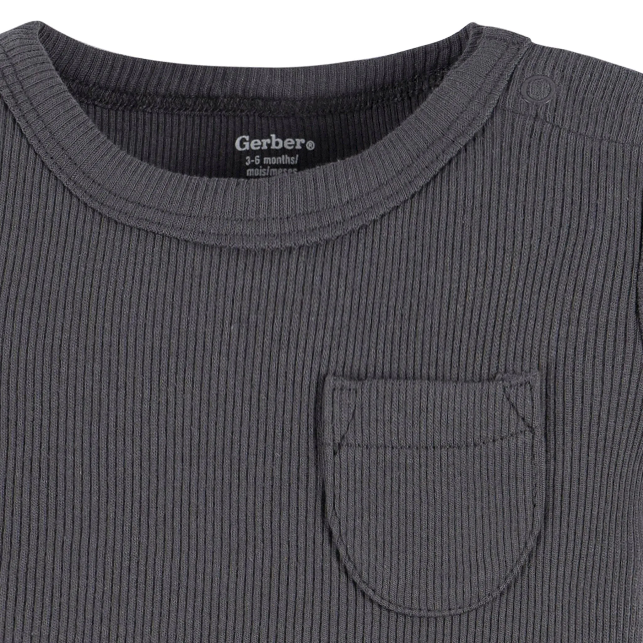 2-Piece Baby Boys Dark Grey Bodysuit and Shorts Set