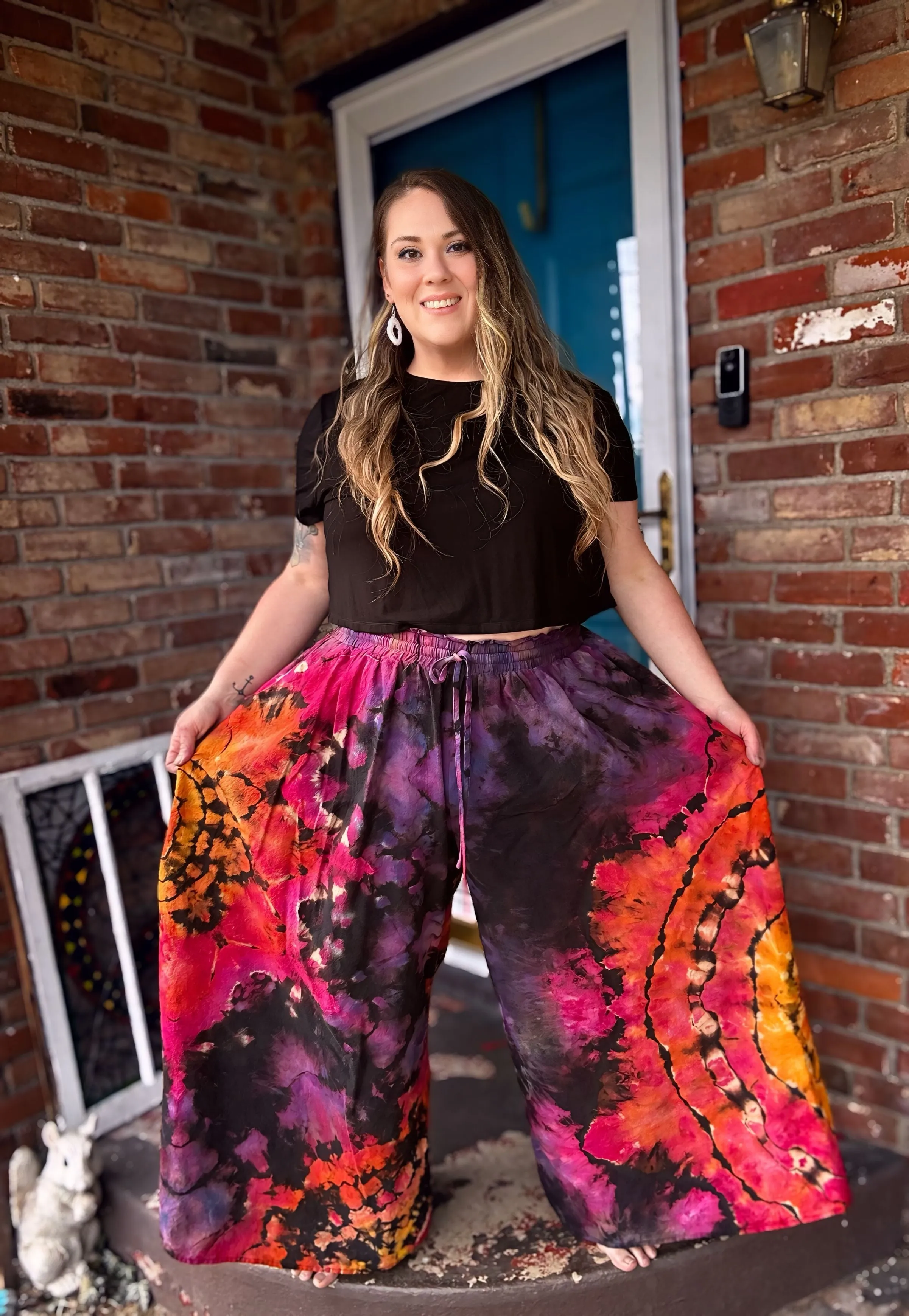 4X Sunset Mandala Flowy Pants with pockets & functional drawstring