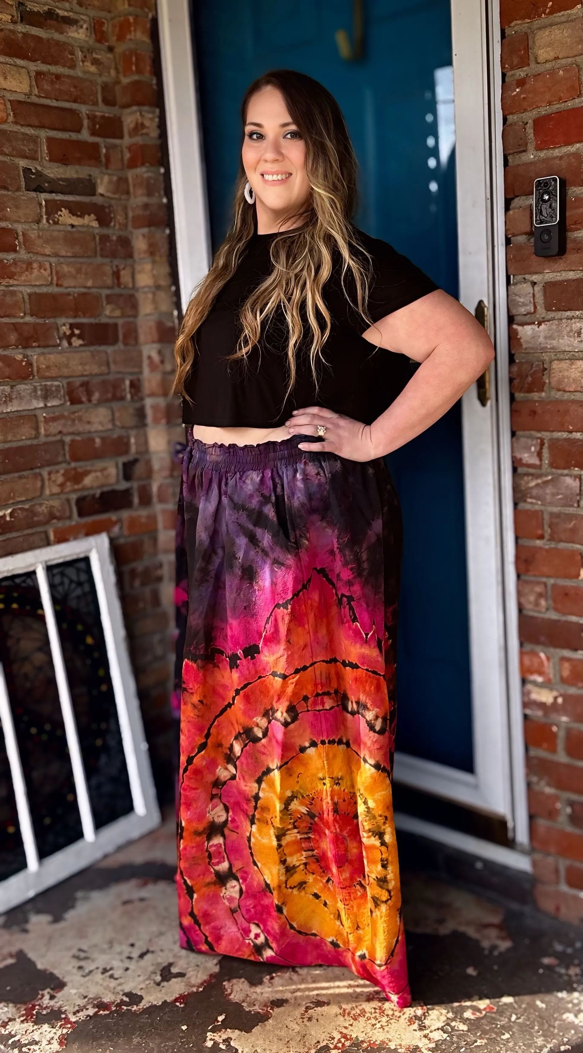 4X Sunset Mandala Flowy Pants with pockets & functional drawstring