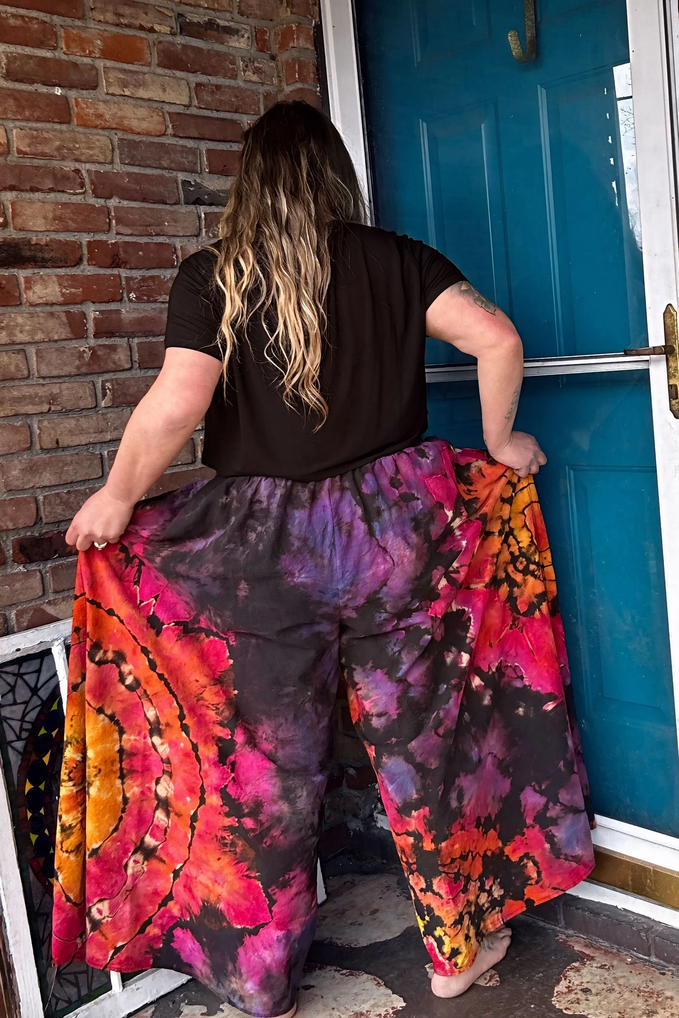 4X Sunset Mandala Flowy Pants with pockets & functional drawstring