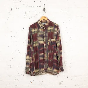 90s Long Sleeve Pattern Shirt - Maroon - XL