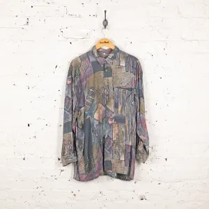 90s Pattern Long Sleeve Shirt - Purple - XL