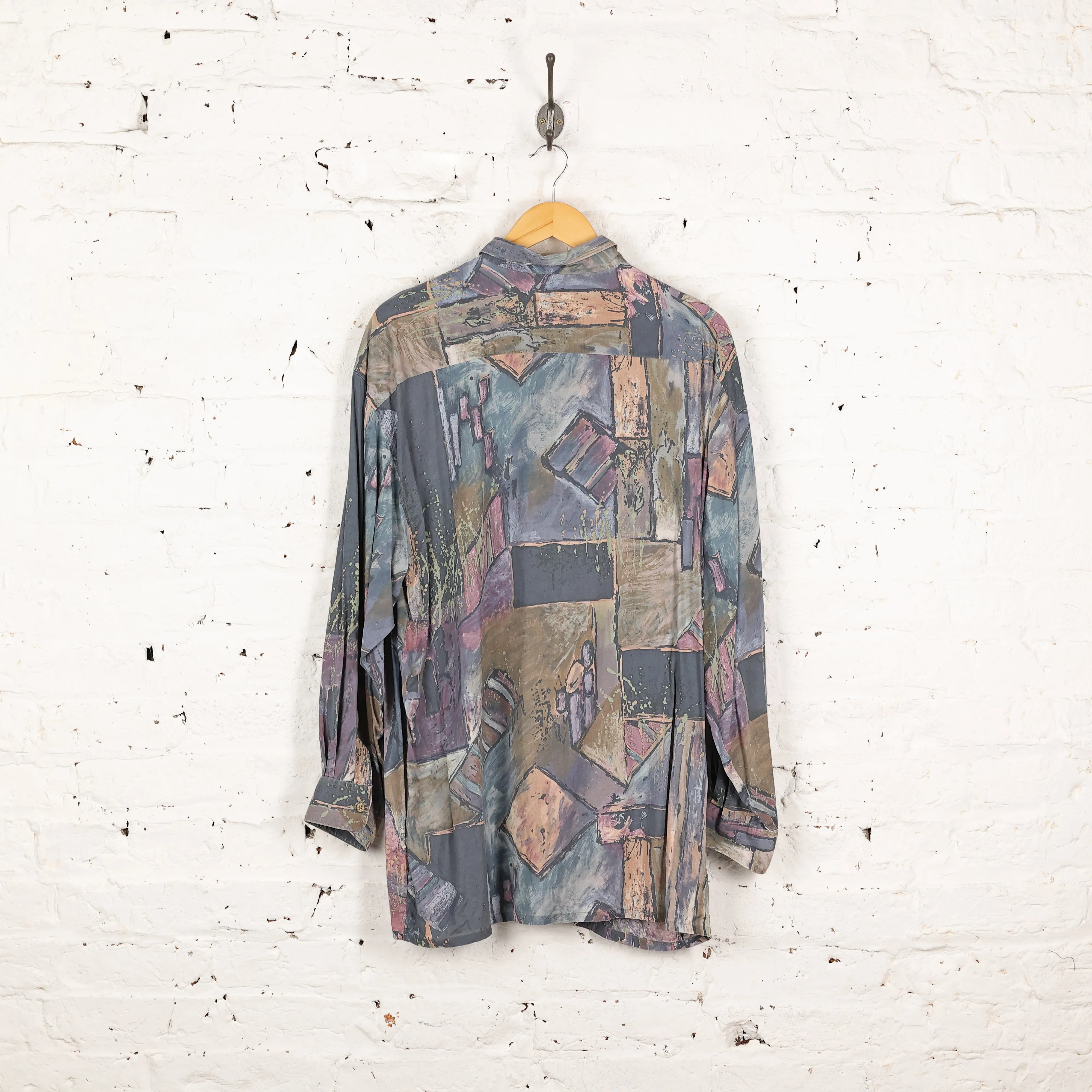 90s Pattern Long Sleeve Shirt - Purple - XL