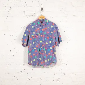 90s Short Sleeve Spots Pattern Shirt - Purple - XL