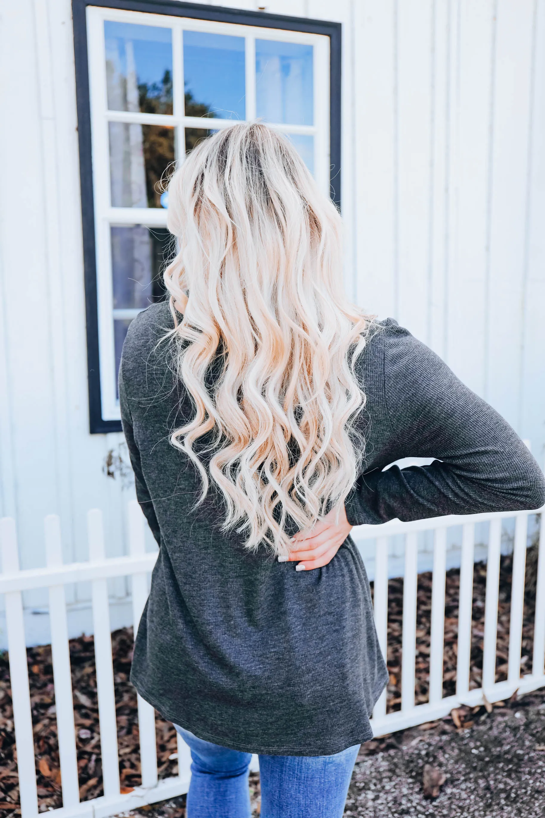 A Lil' Bit Of Glitz Top - Charcoal