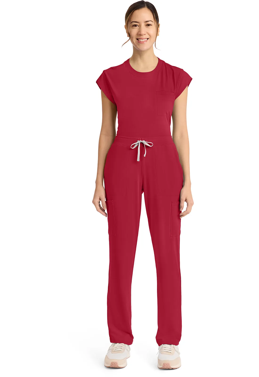 Achieve CK096 Women's 5 Pocket Straight Leg Pant Red