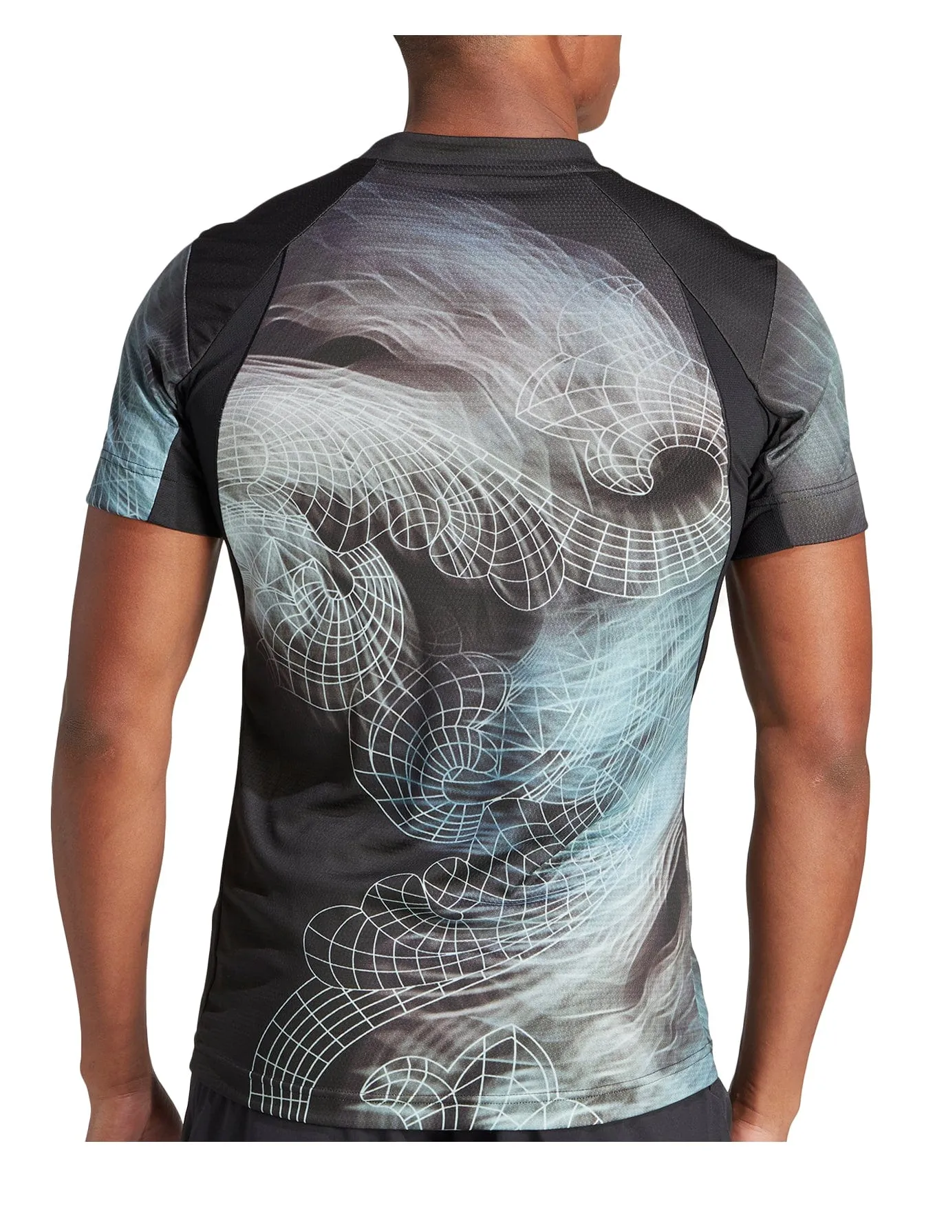 adidas Mens Printed Aeroready Freelift Pro Badminton T-Shirt - Black