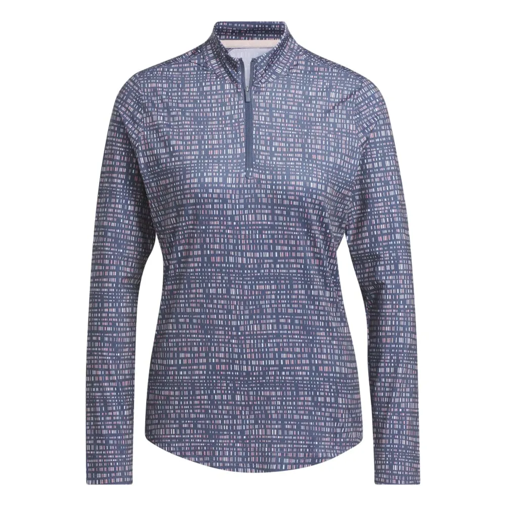 Adidas Womens Ultimate365 Printed Quarter Zip Long Sleeve Shirt