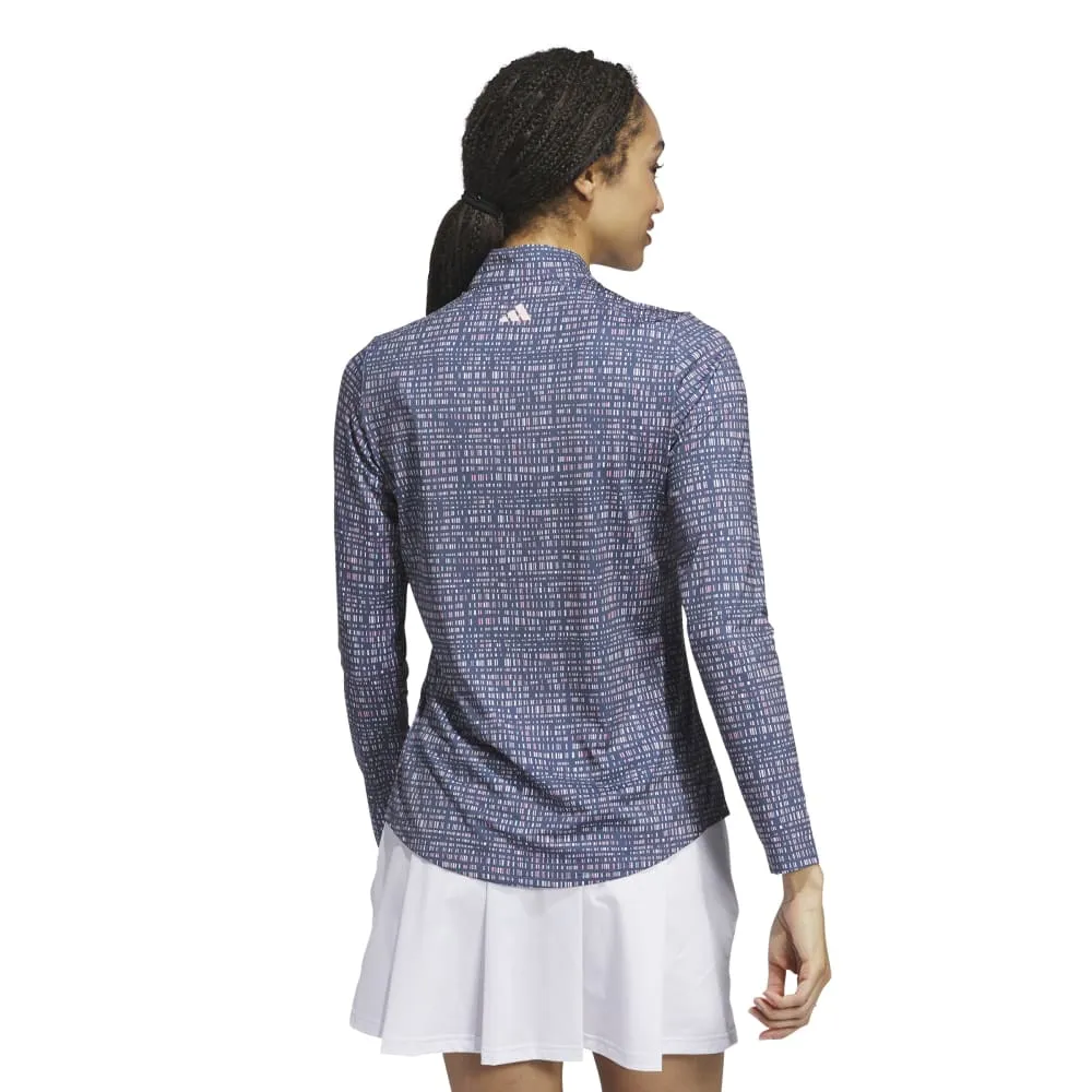 Adidas Womens Ultimate365 Printed Quarter Zip Long Sleeve Shirt