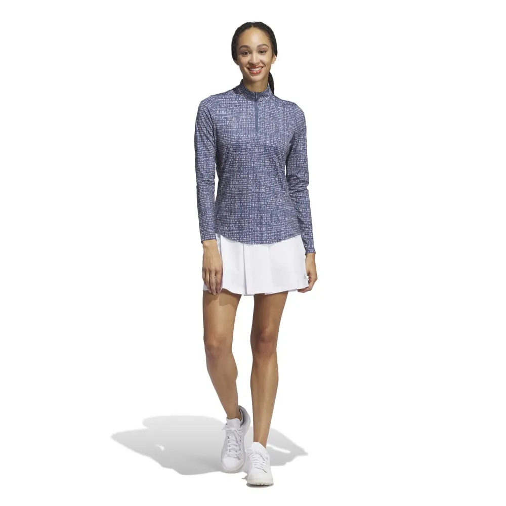 Adidas Womens Ultimate365 Printed Quarter Zip Long Sleeve Shirt