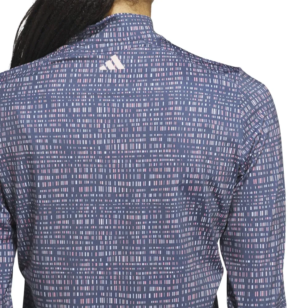 Adidas Womens Ultimate365 Printed Quarter Zip Long Sleeve Shirt