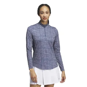 Adidas Womens Ultimate365 Printed Quarter Zip Long Sleeve Shirt