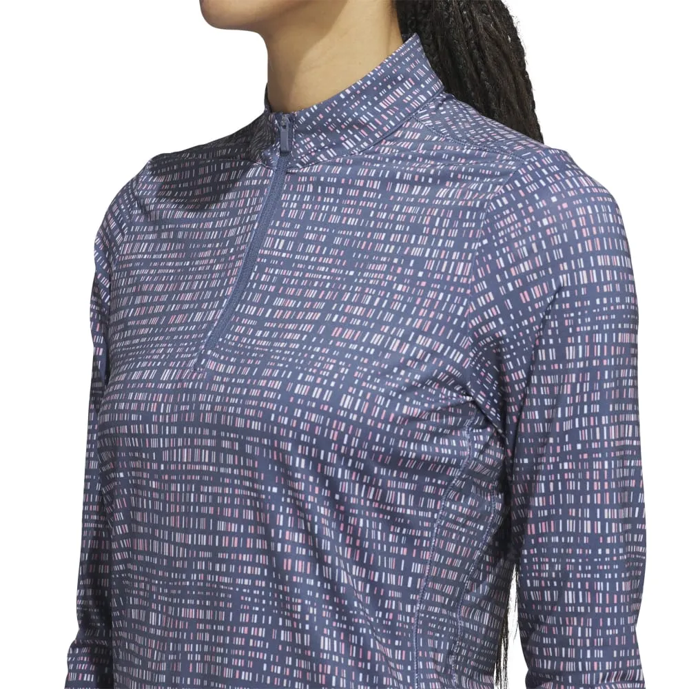 Adidas Womens Ultimate365 Printed Quarter Zip Long Sleeve Shirt