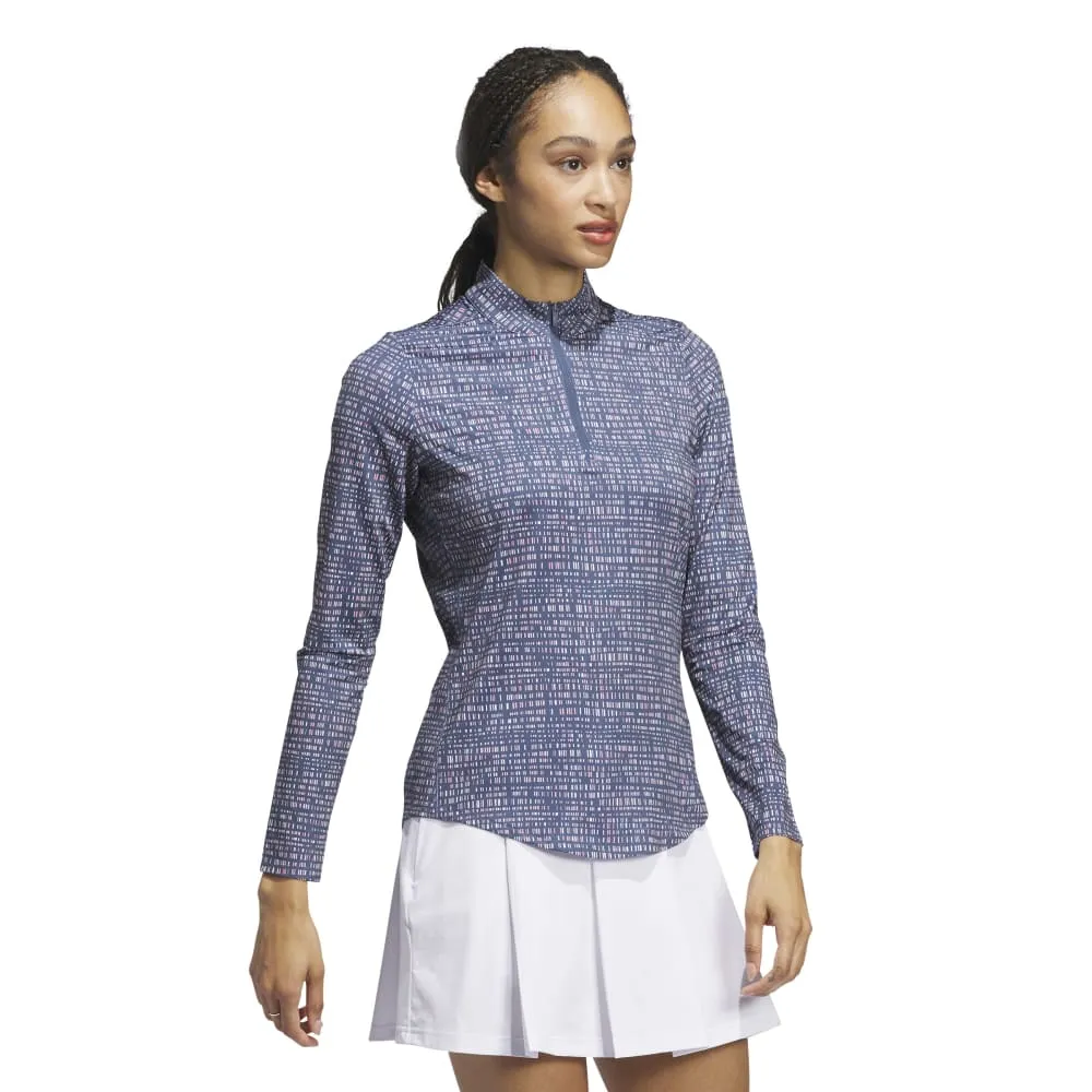 Adidas Womens Ultimate365 Printed Quarter Zip Long Sleeve Shirt