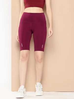 Alcis Women Red Plum High-Impact Performance Anti-Static Soft-Touch Slim-Fit Running Shorts