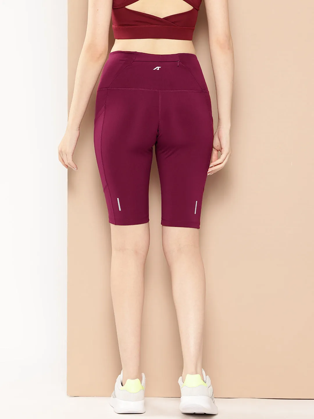 Alcis Women Red Plum High-Impact Performance Anti-Static Soft-Touch Slim-Fit Running Shorts