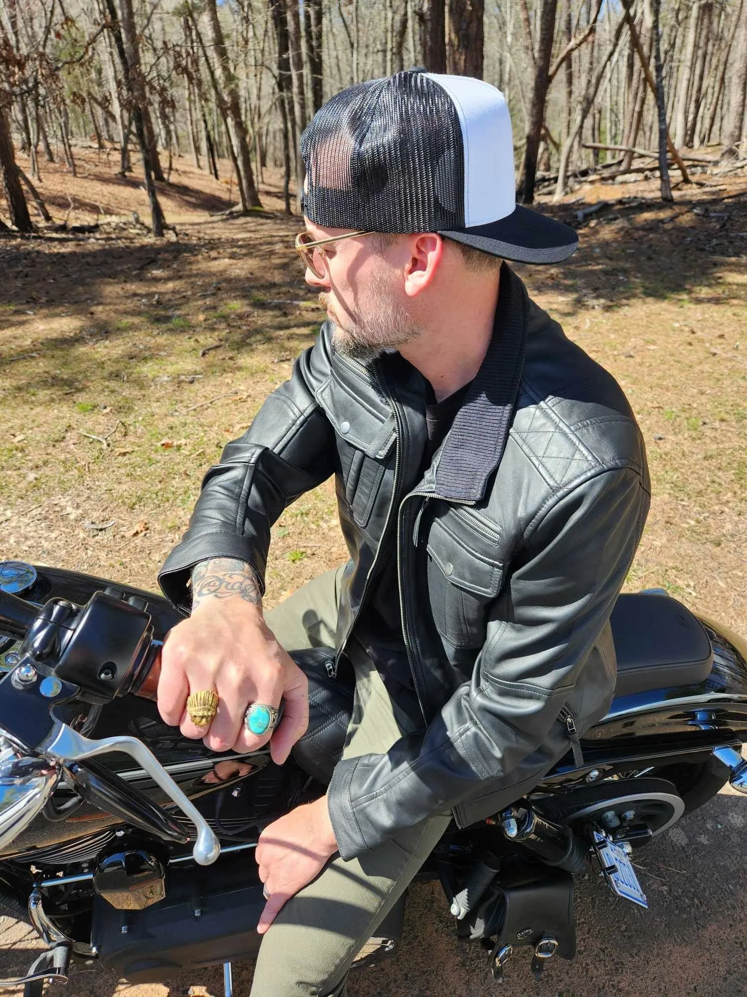 Angel Jackets Men's Black Genuine Leather Motorcycle Jacket | Zip Closure and Multiple Pockets