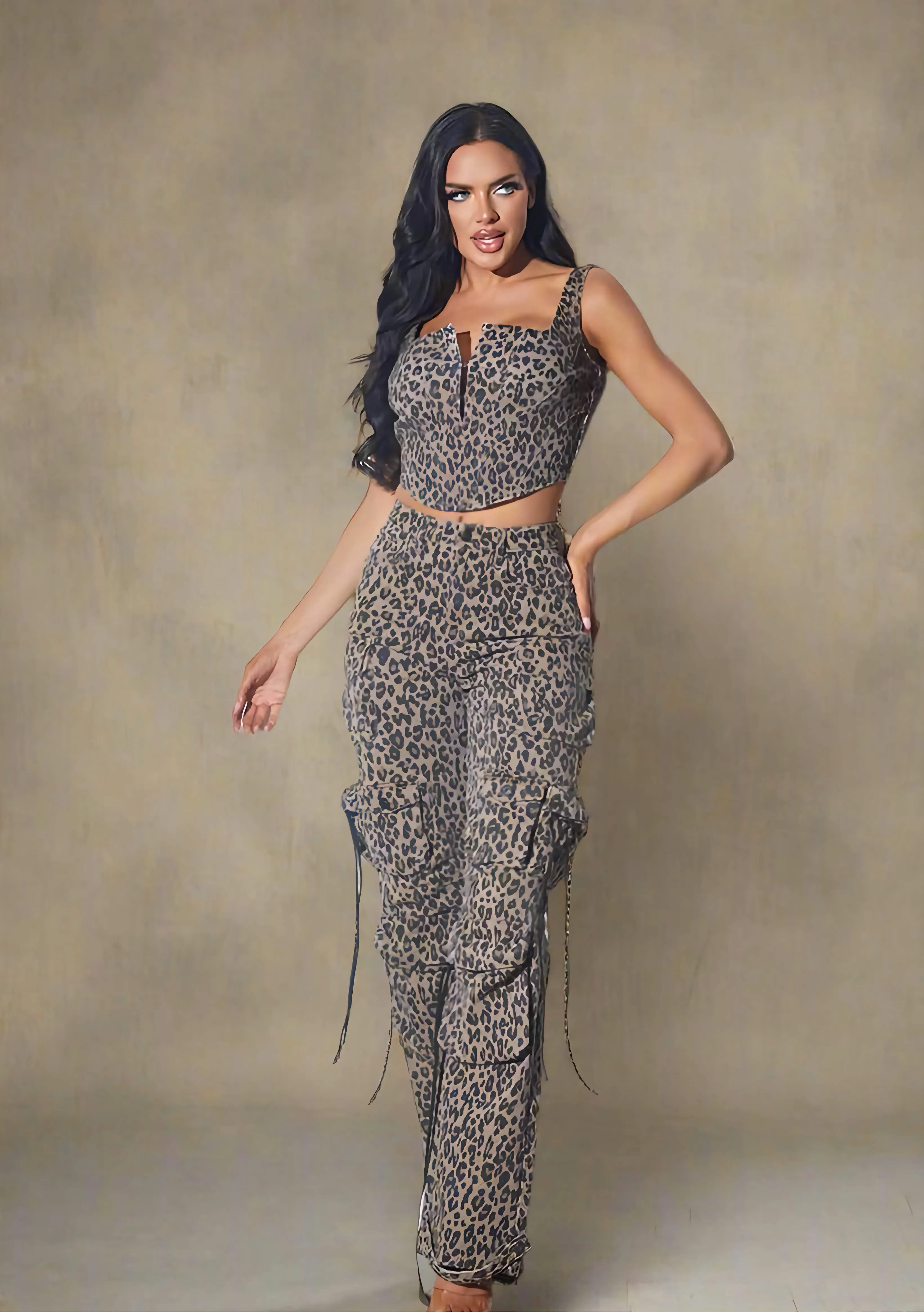 Animal Print Cargo Pants