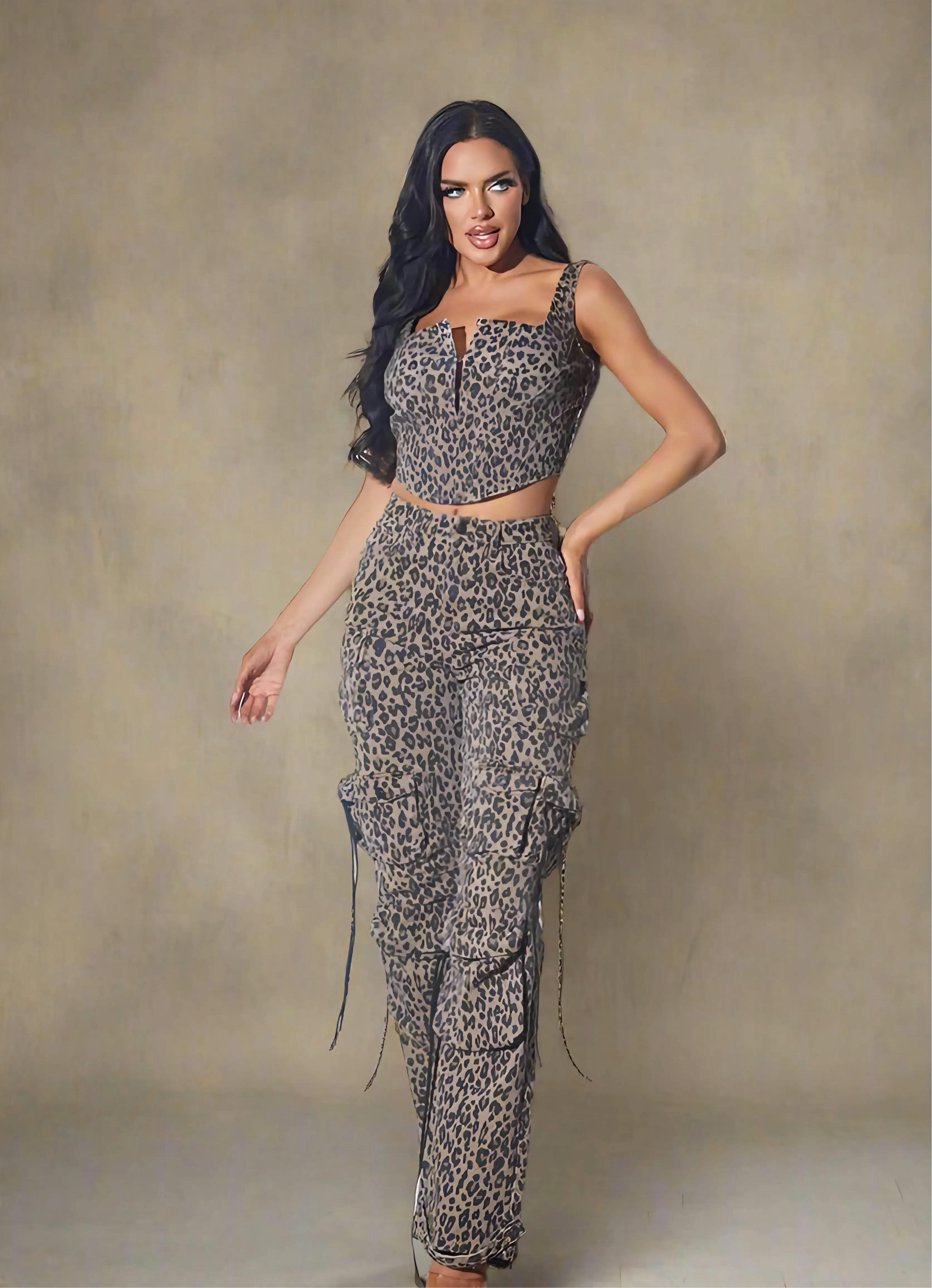 Animal Print Cargo Pants