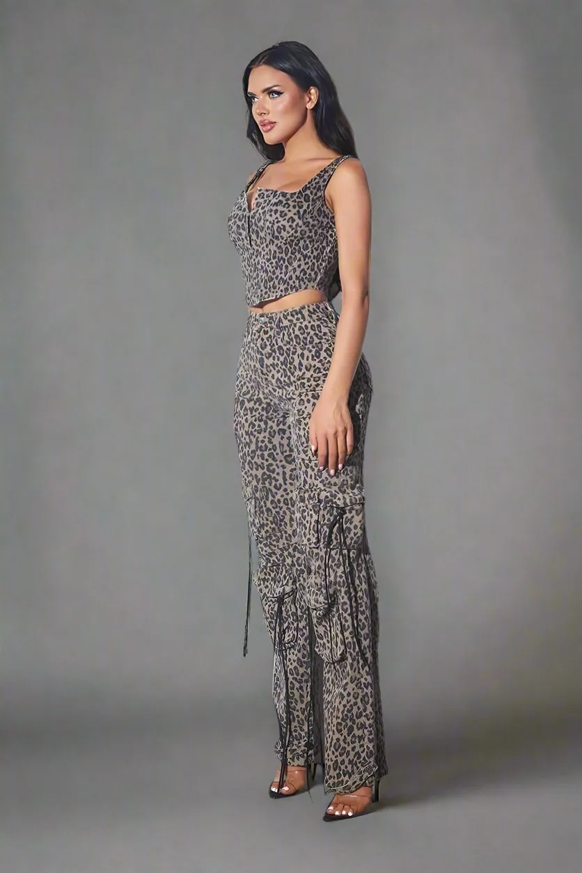 Animal Print Cargo Pants