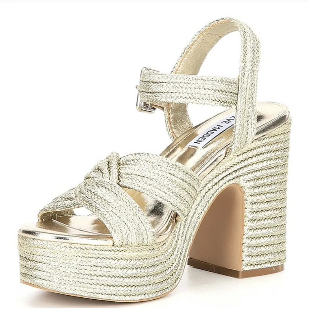 Ankle Strap Raffia Platform Dress Sandal