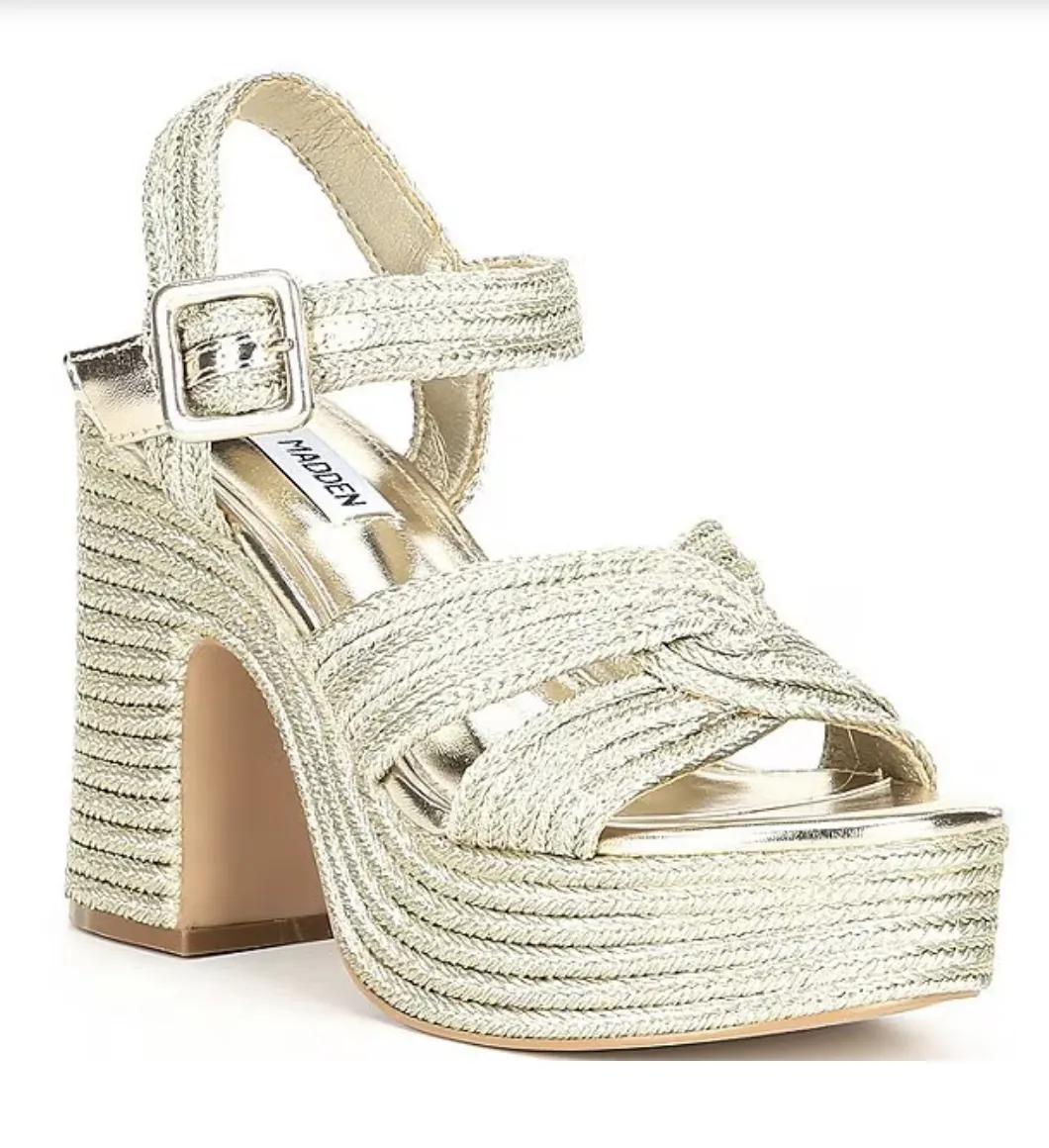 Ankle Strap Raffia Platform Dress Sandal
