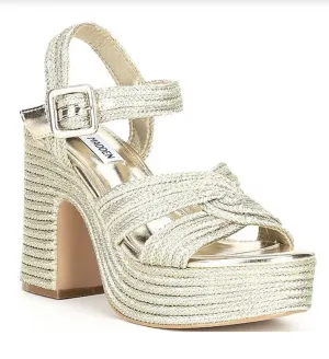 Ankle Strap Raffia Platform Dress Sandal