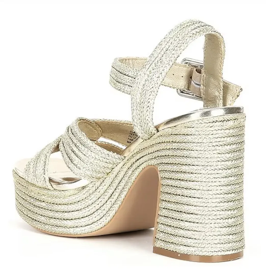 Ankle Strap Raffia Platform Dress Sandal