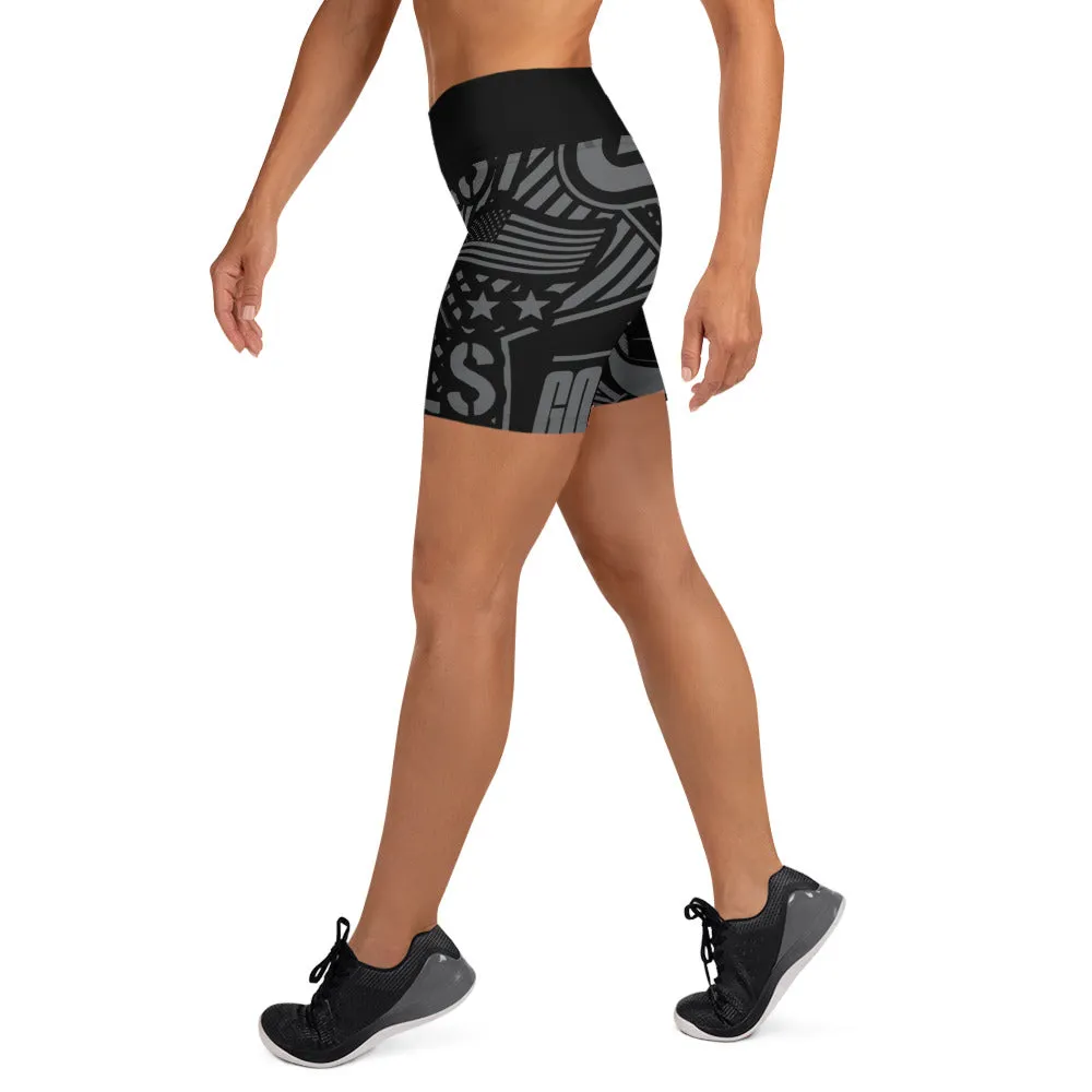AOP Black Workout Shorts