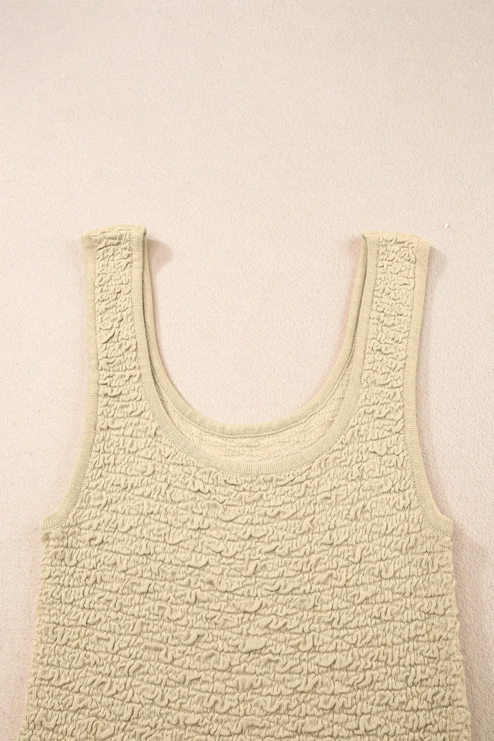Apricot Textured U Neck Slim Fit Tank Top