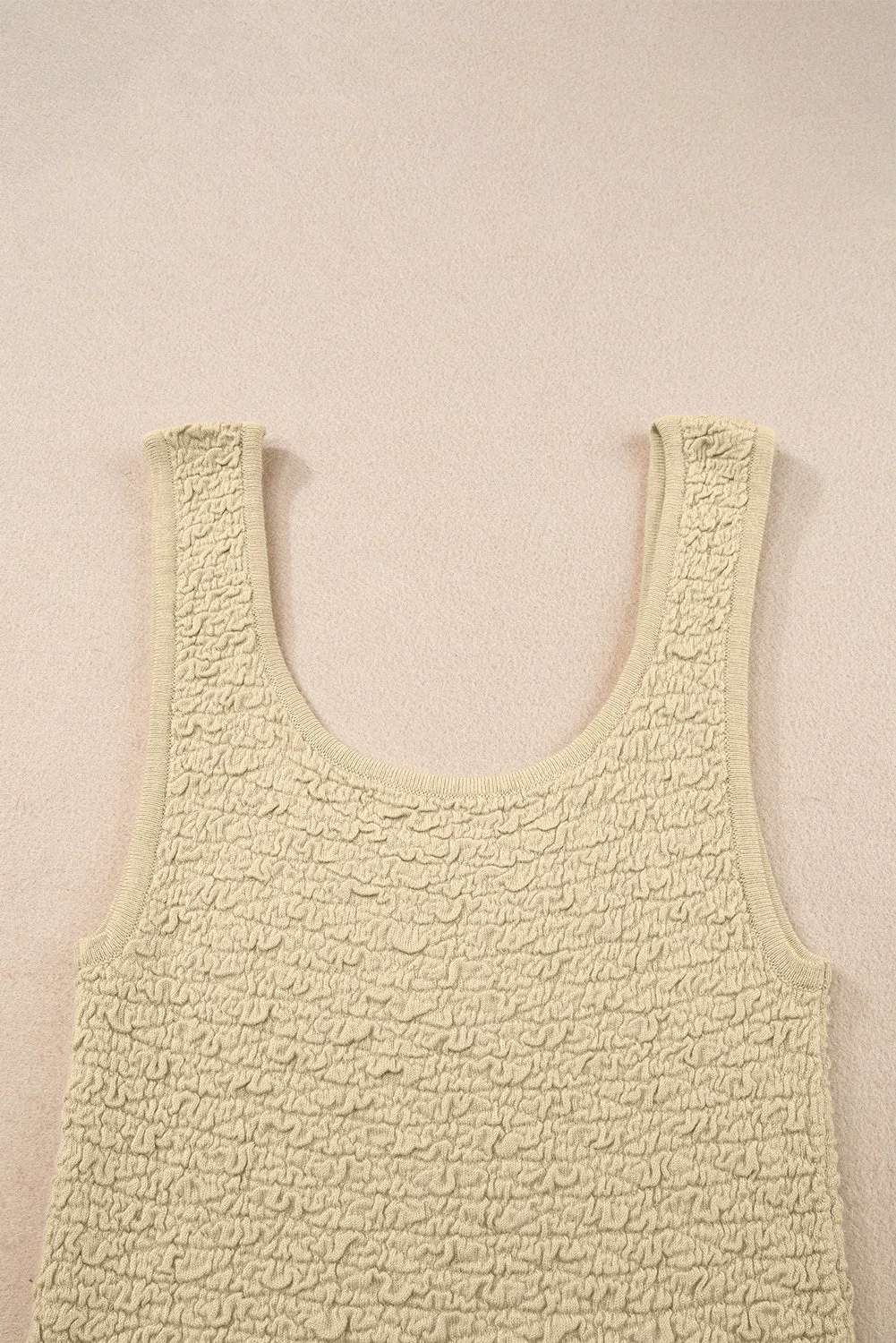 Apricot Textured U Neck Slim Fit Tank Top
