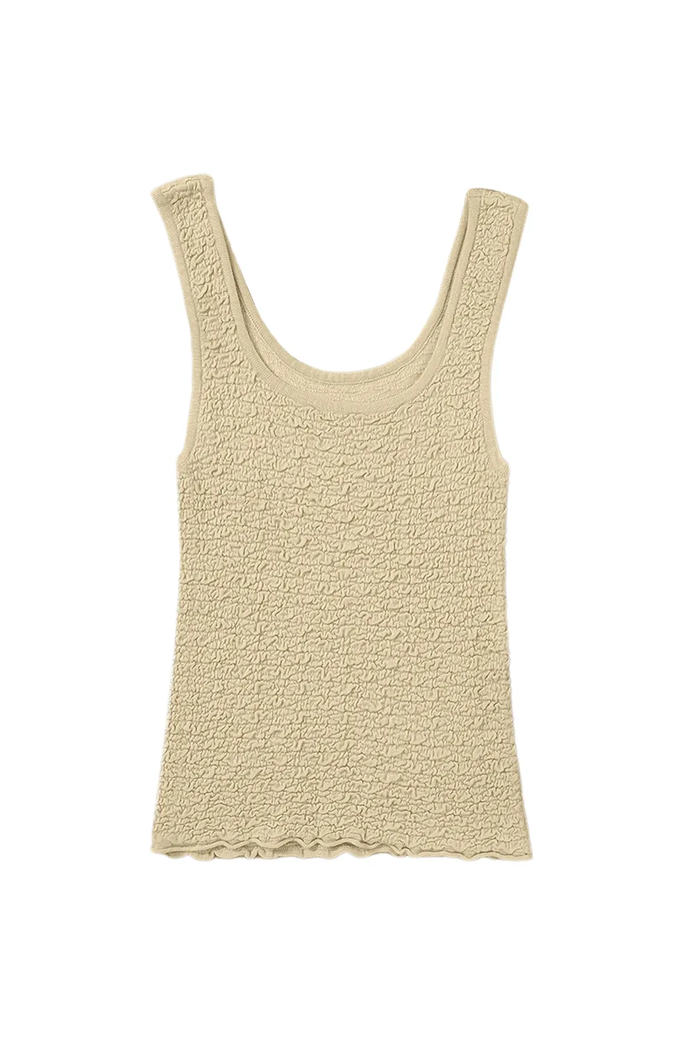 Apricot Textured U Neck Slim Fit Tank Top