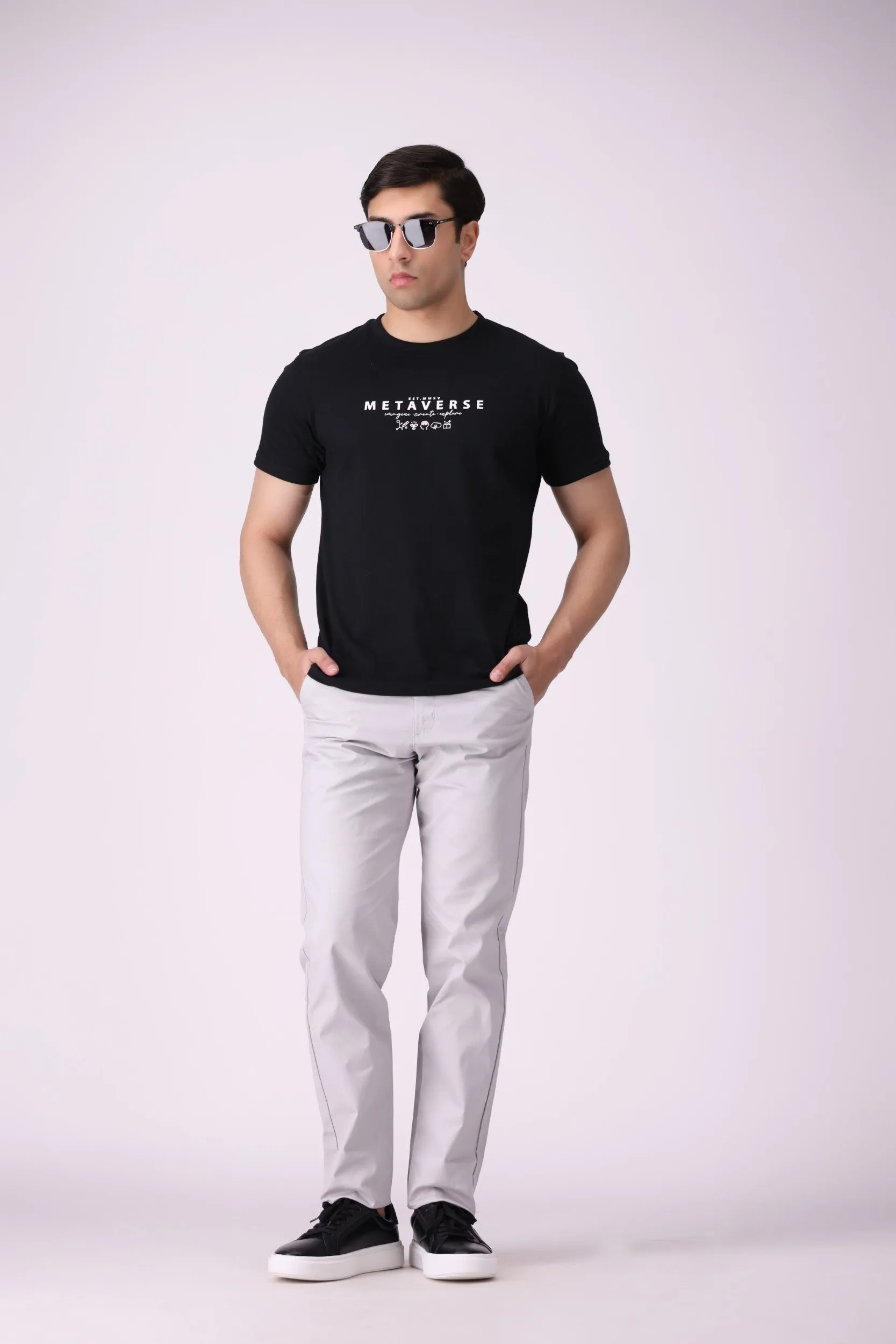Ash White Tappered Fit Cotton Pants
