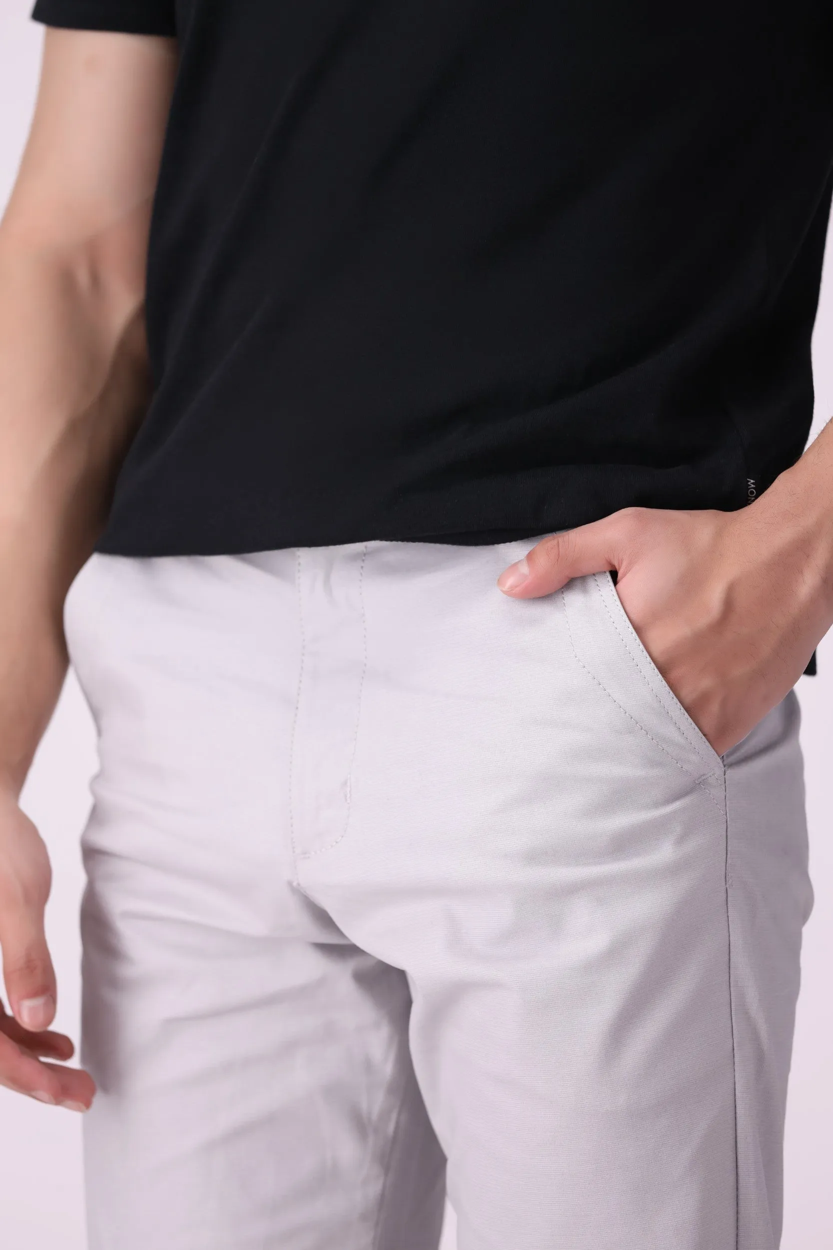 Ash White Tappered Fit Cotton Pants