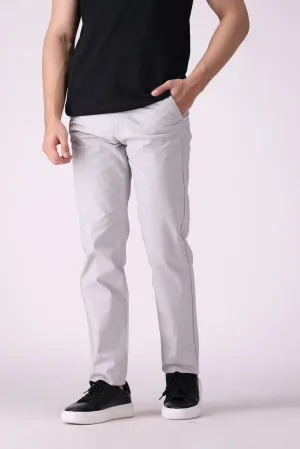 Ash White Tappered Fit Cotton Pants