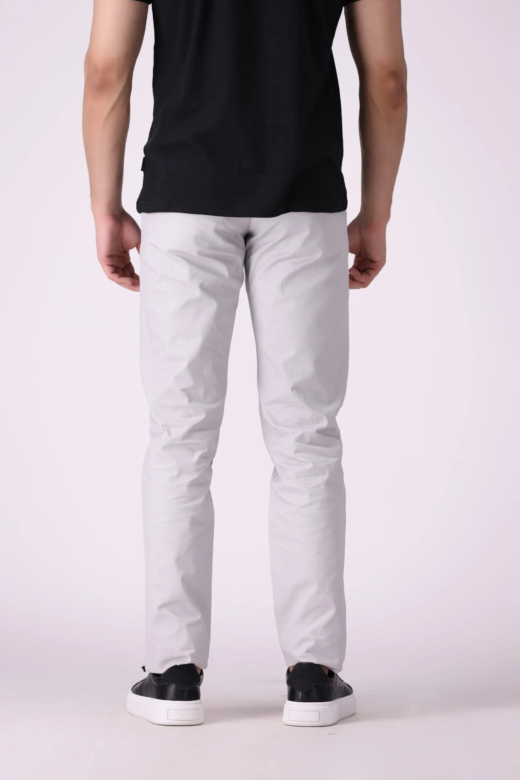 Ash White Tappered Fit Cotton Pants