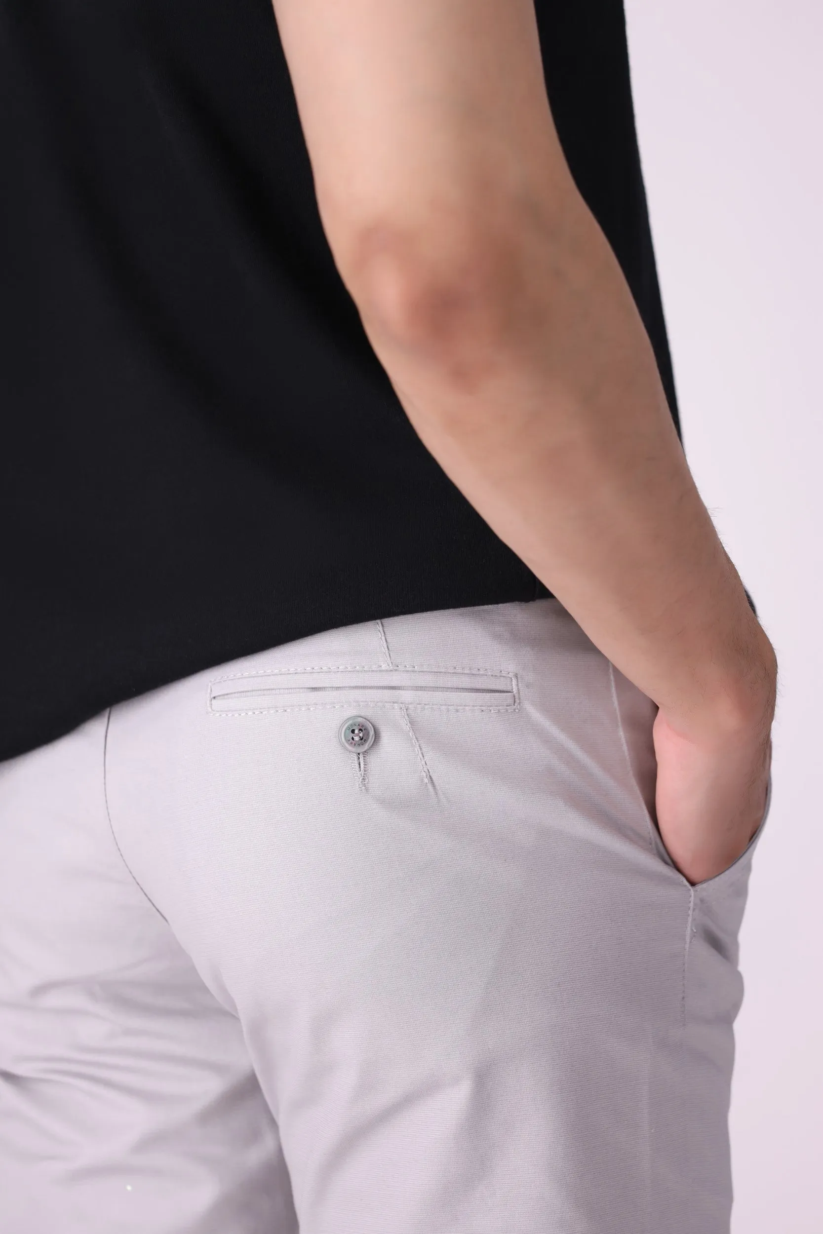 Ash White Tappered Fit Cotton Pants