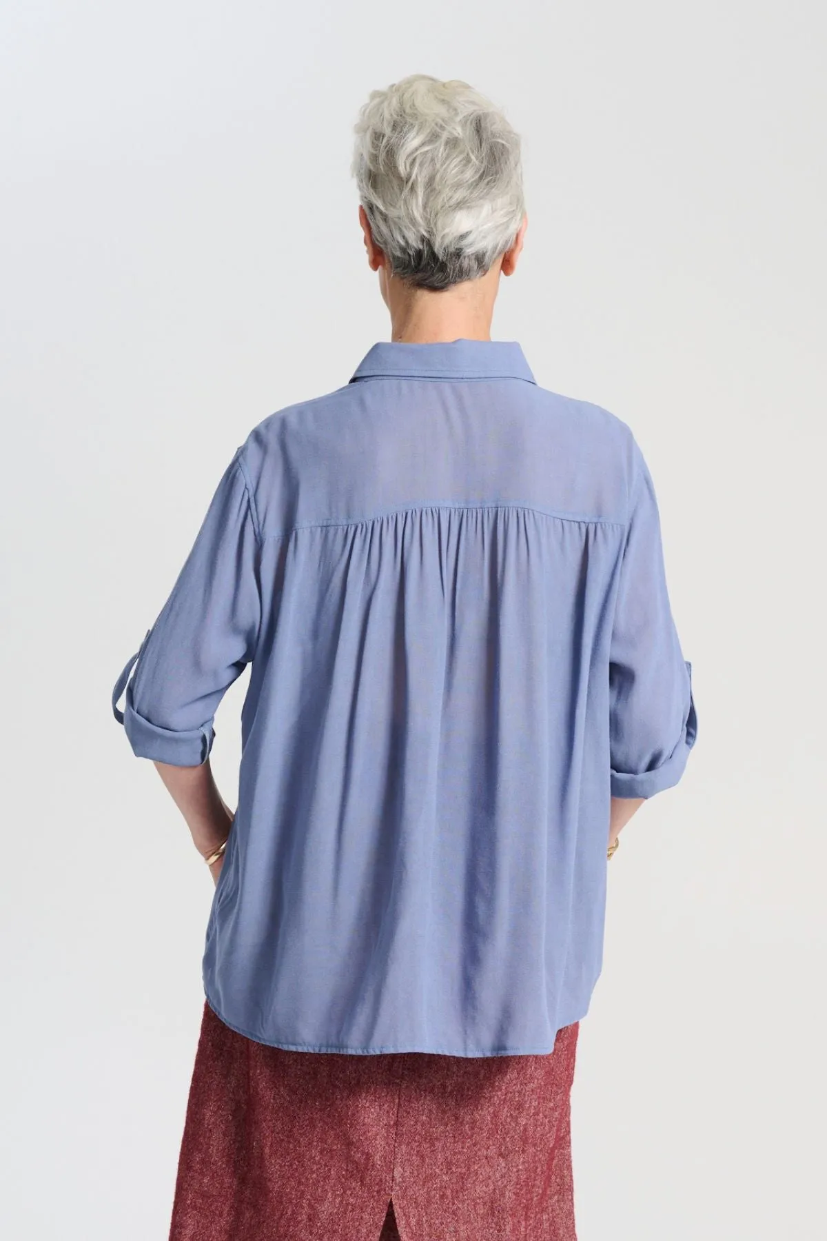 Ava Shirt Smokey Blue in Viscose