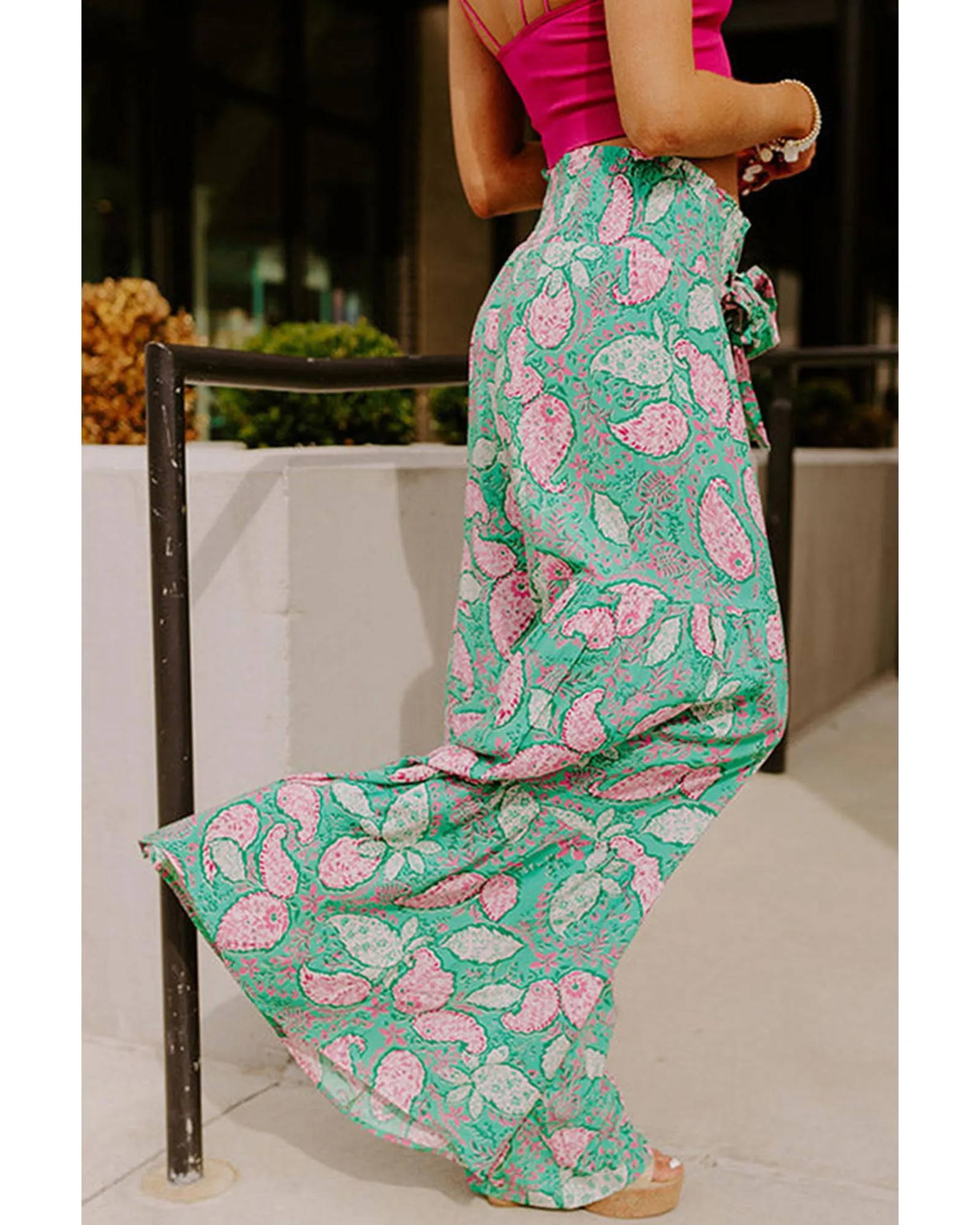Azura Exchange Flowy Paisley Print Wide Leg Pants - L