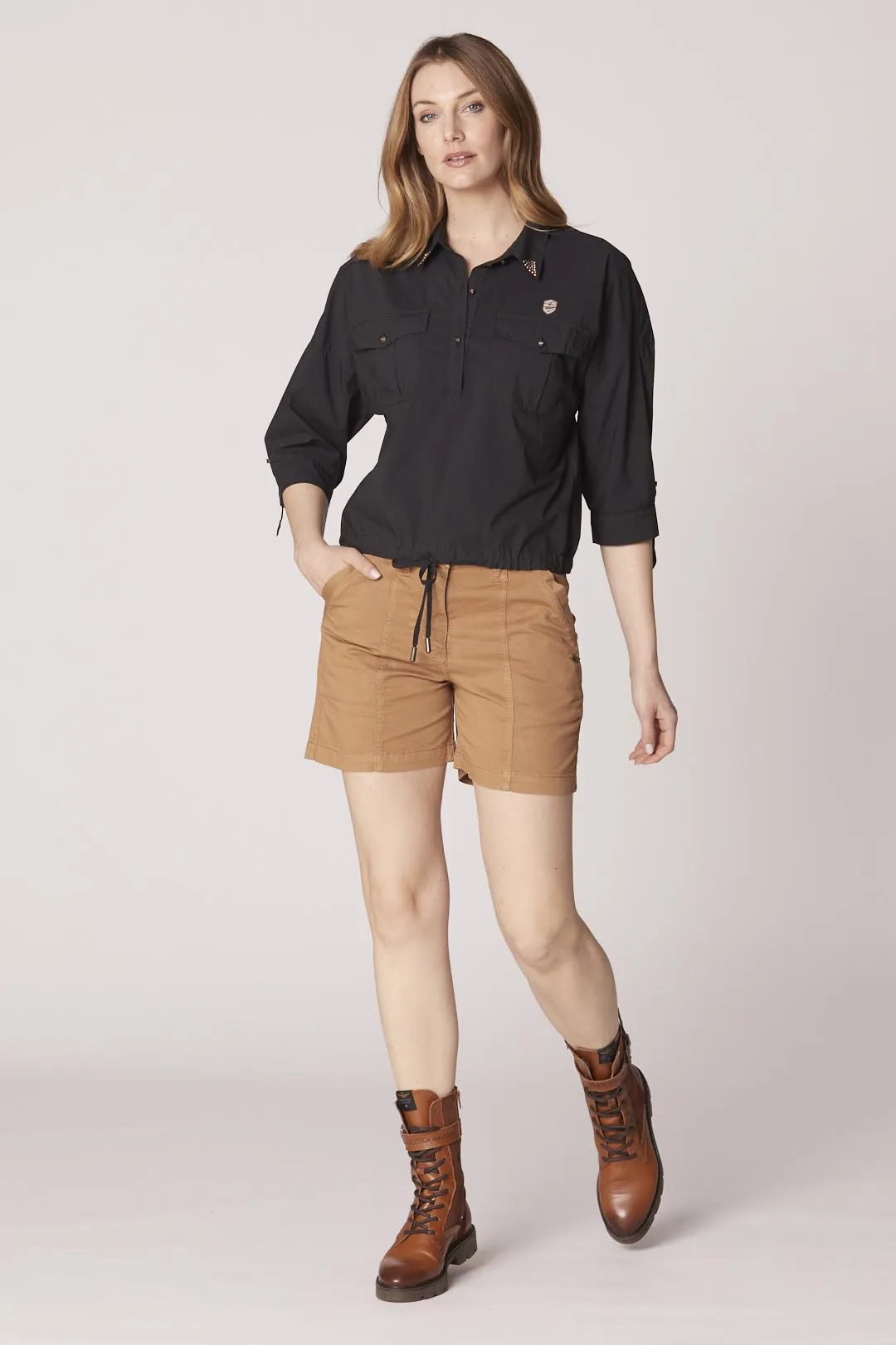 Baggy stretch cotton bermuda shorts