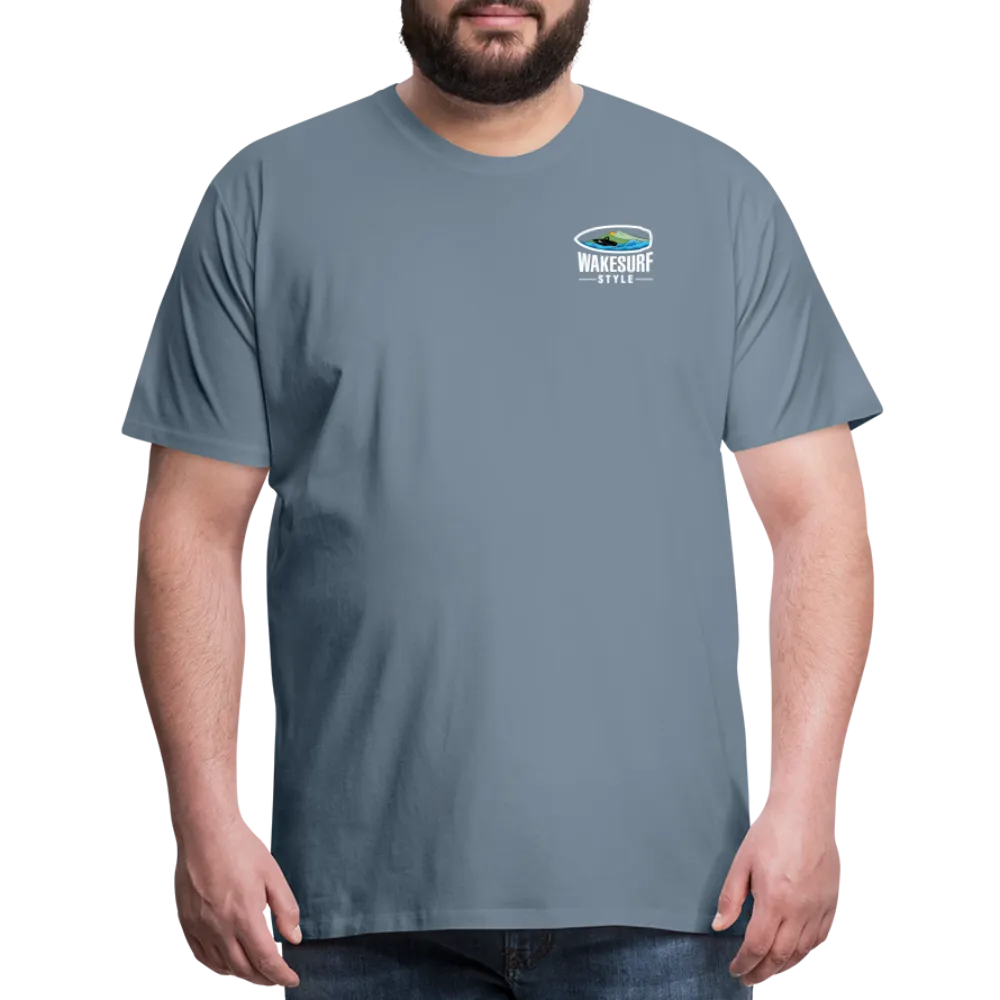 Ballast Up & Surf - Wake Responsibly Image on Back / Logo on Front Men's Premium T-Shirt
