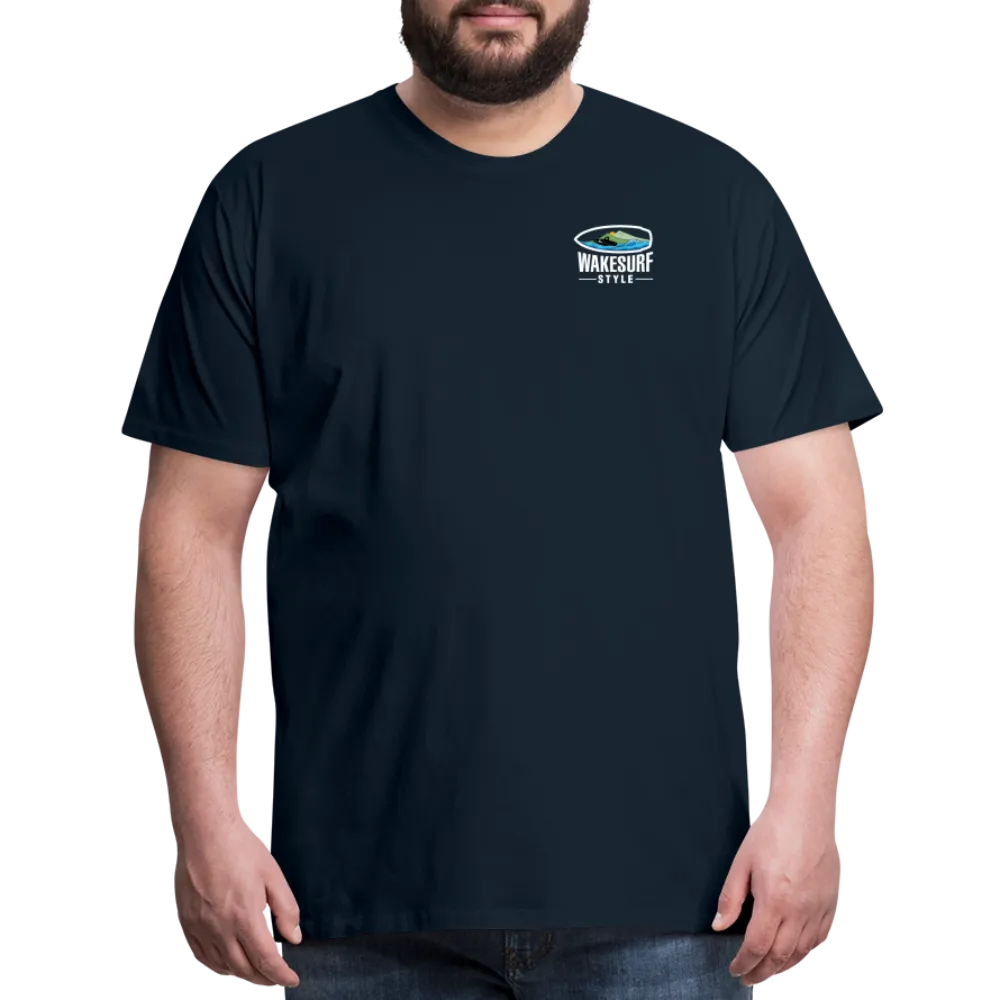 Ballast Up & Surf - Wake Responsibly Image on Back / Logo on Front Men's Premium T-Shirt