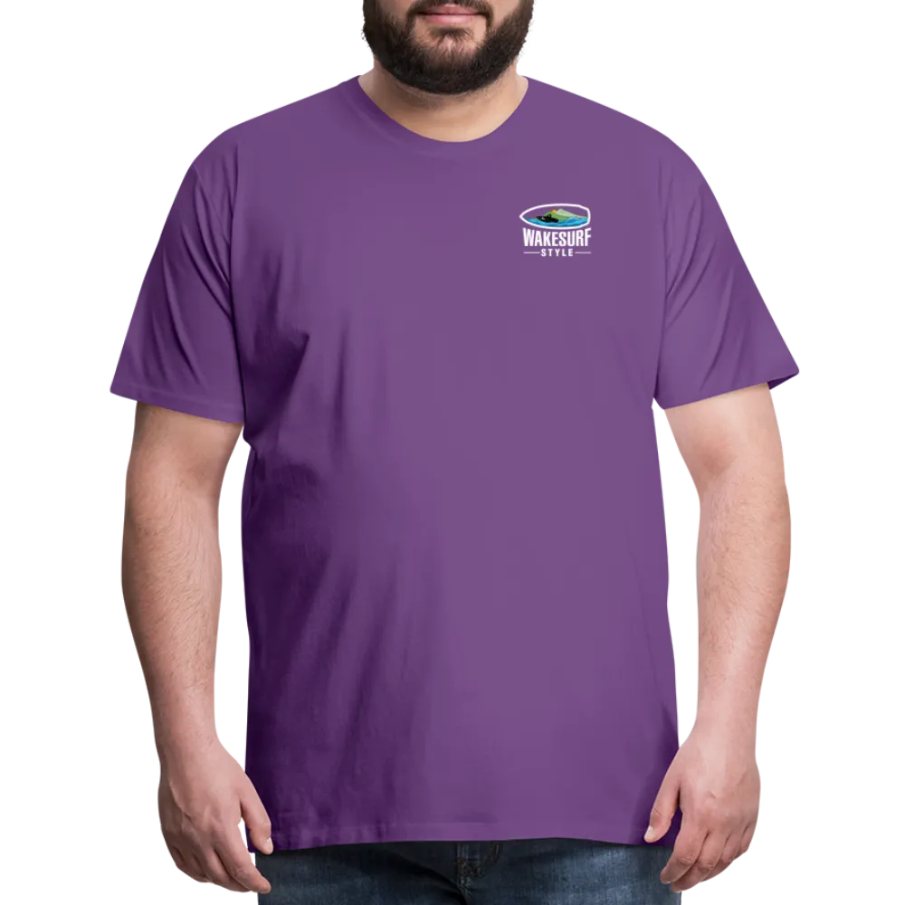Ballast Up & Surf - Wake Responsibly Image on Back / Logo on Front Men's Premium T-Shirt