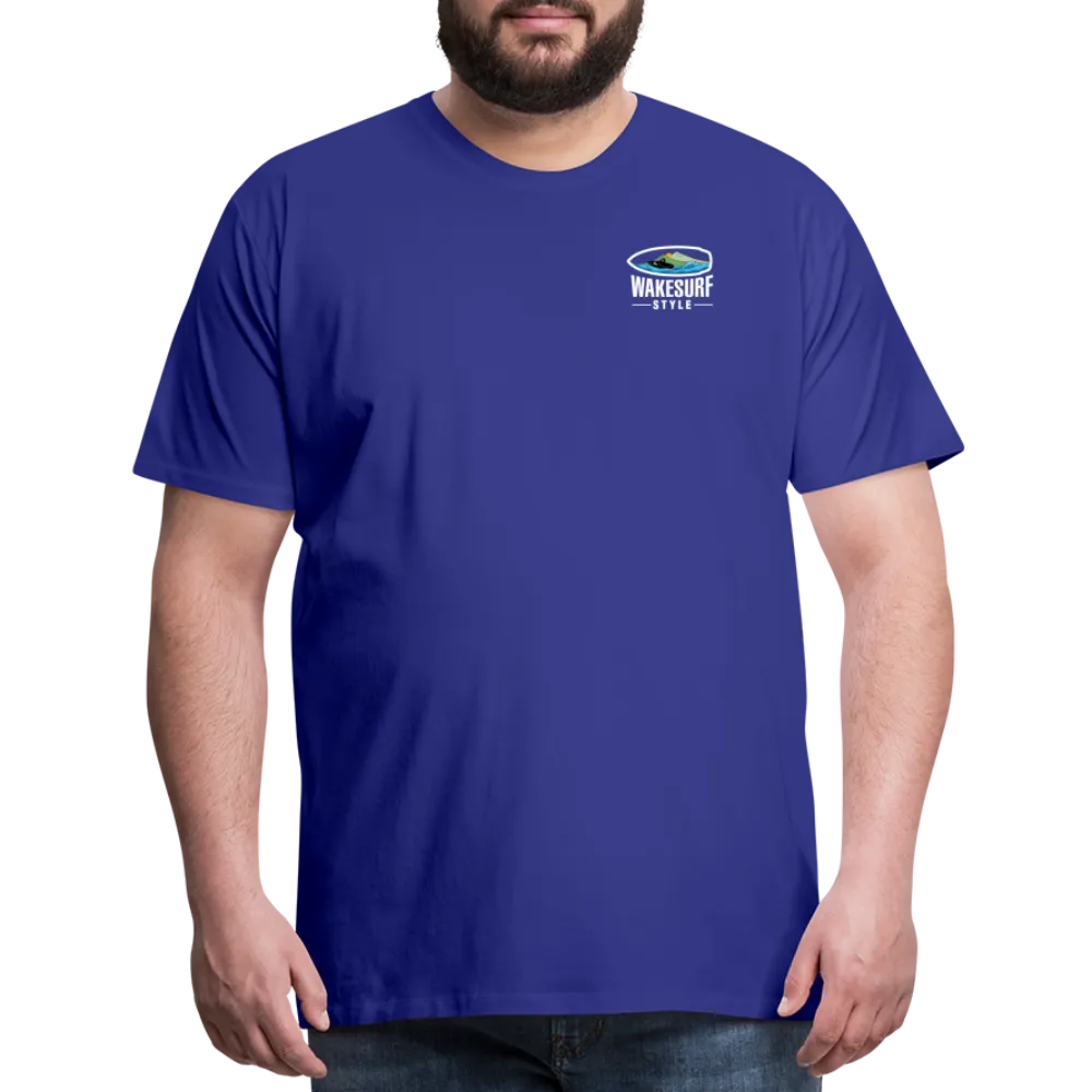 Ballast Up & Surf - Wake Responsibly Image on Back / Logo on Front Men's Premium T-Shirt