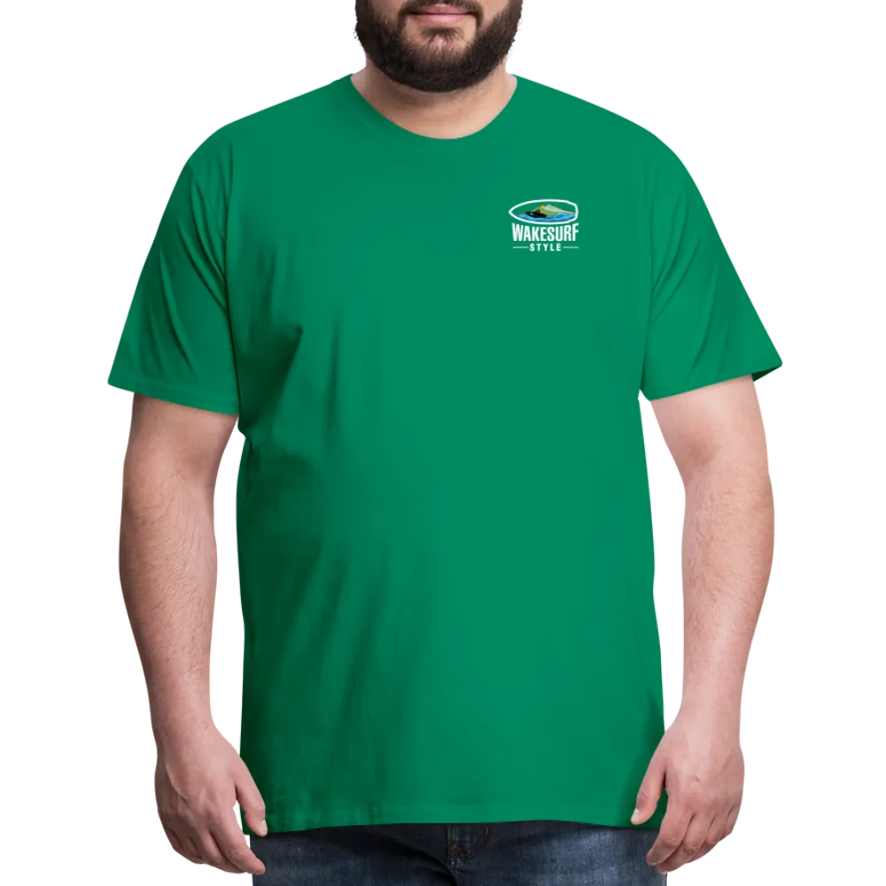 Ballast Up & Surf - Wake Responsibly Image on Back / Logo on Front Men's Premium T-Shirt