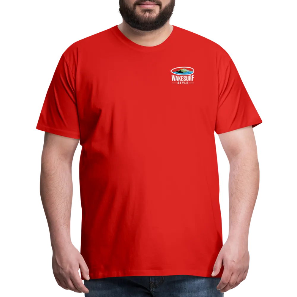 Ballast Up & Surf - Wake Responsibly Image on Back / Logo on Front Men's Premium T-Shirt