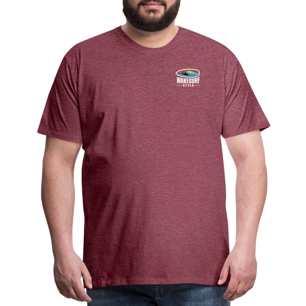 Ballast Up & Surf - Wake Responsibly Image on Back / Logo on Front Men's Premium T-Shirt