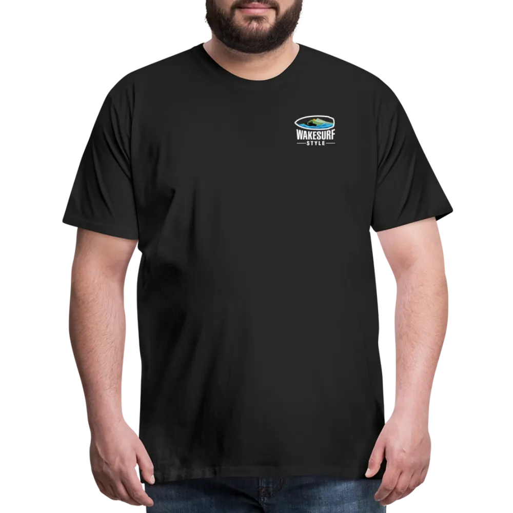 Ballast Up & Surf - Wake Responsibly Image on Back / Logo on Front Men's Premium T-Shirt