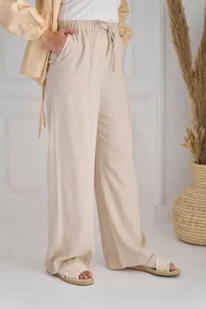 Beige Skye linen pants