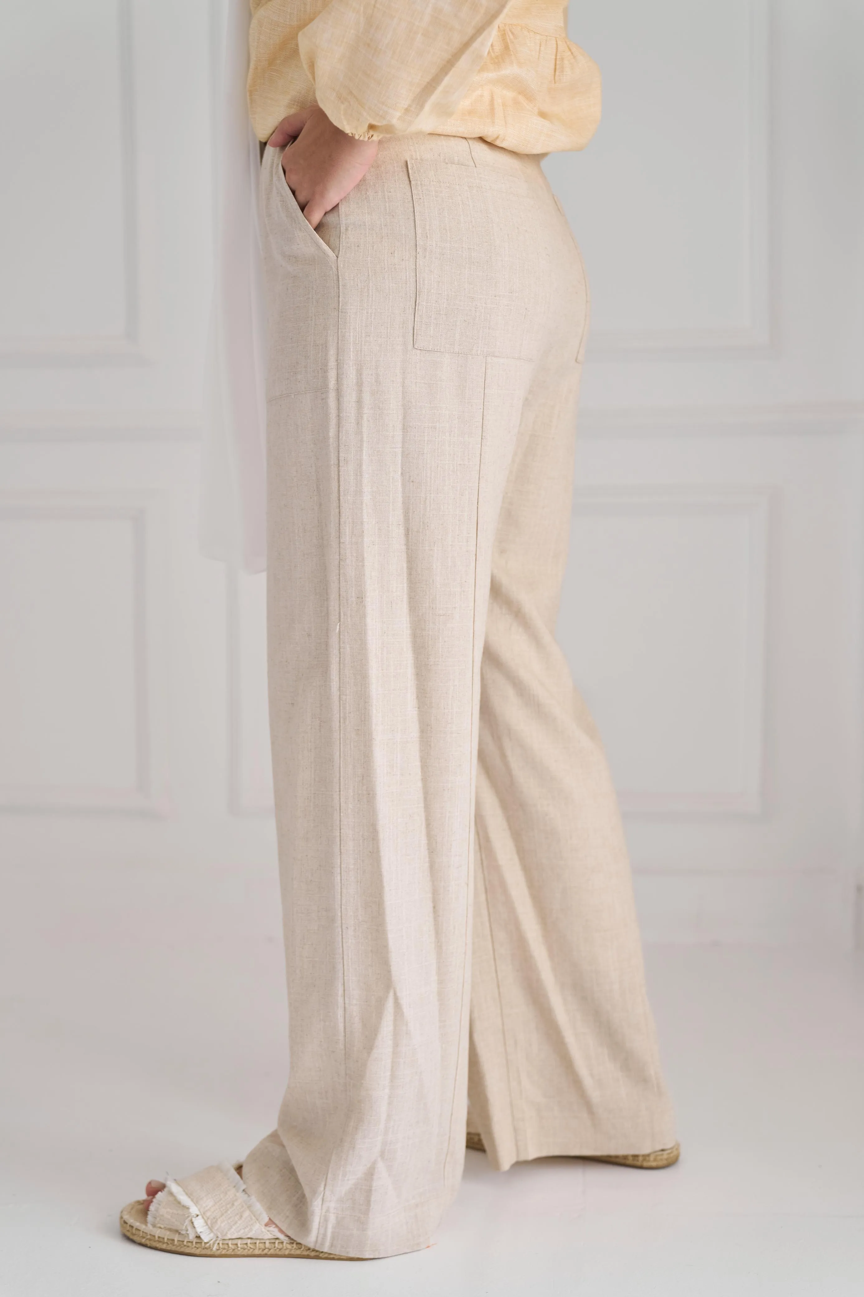 Beige Skye linen pants